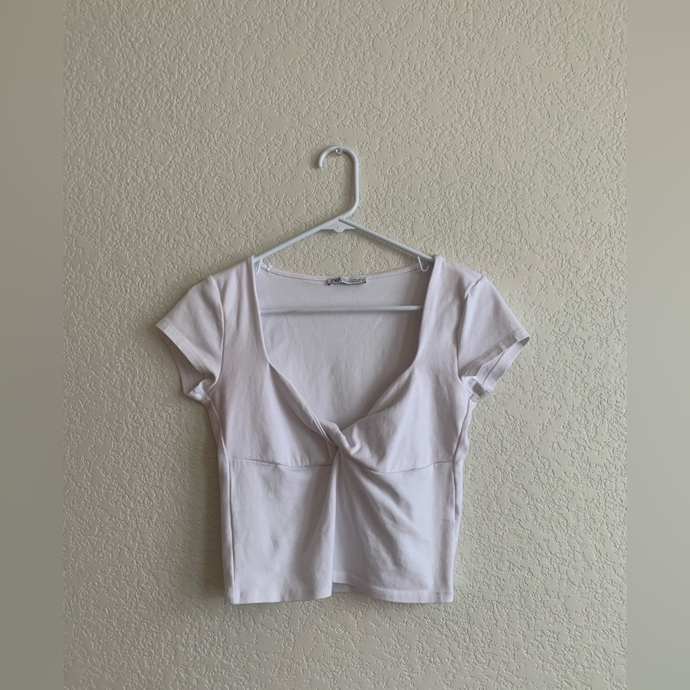 Zara white crop top with twist